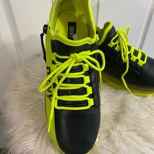 DKNY Black and Neon Yellow Sneakers